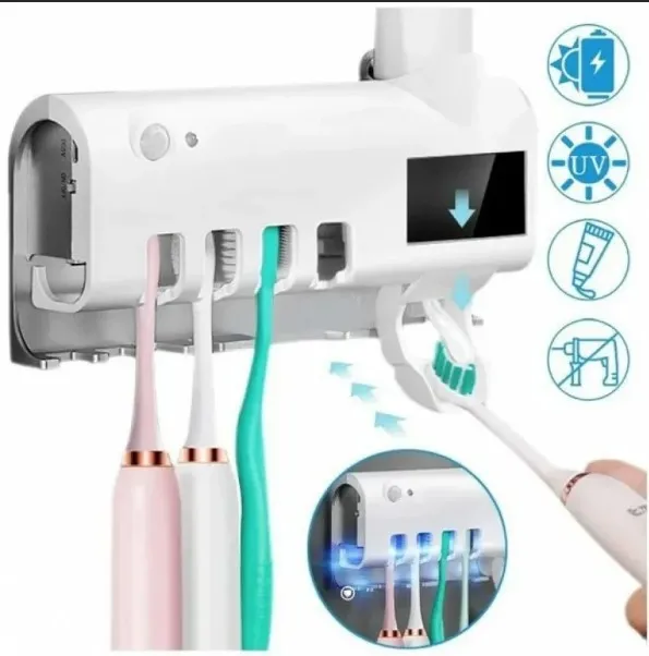 Набор для ванной: стерилизатор зубных щеток и диспенсер зубной пасты Smart UV#4