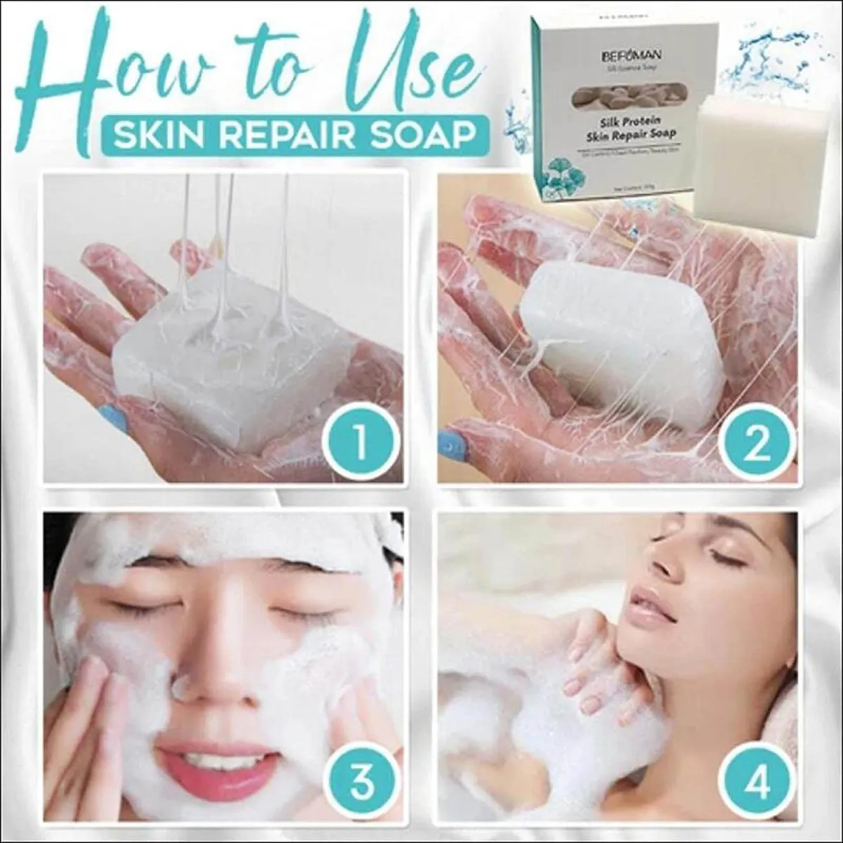 Фиброиновое мыло из козьего молока Befuman Silk Protein Skin Repair Soap#6