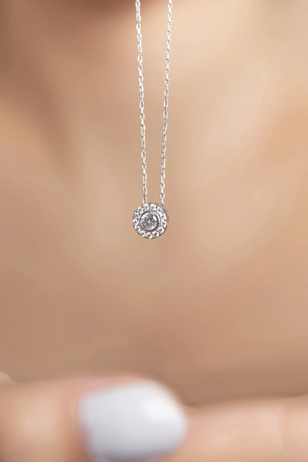 Серебряное ожерелье с одним камнем p2060 Larin Silver#1