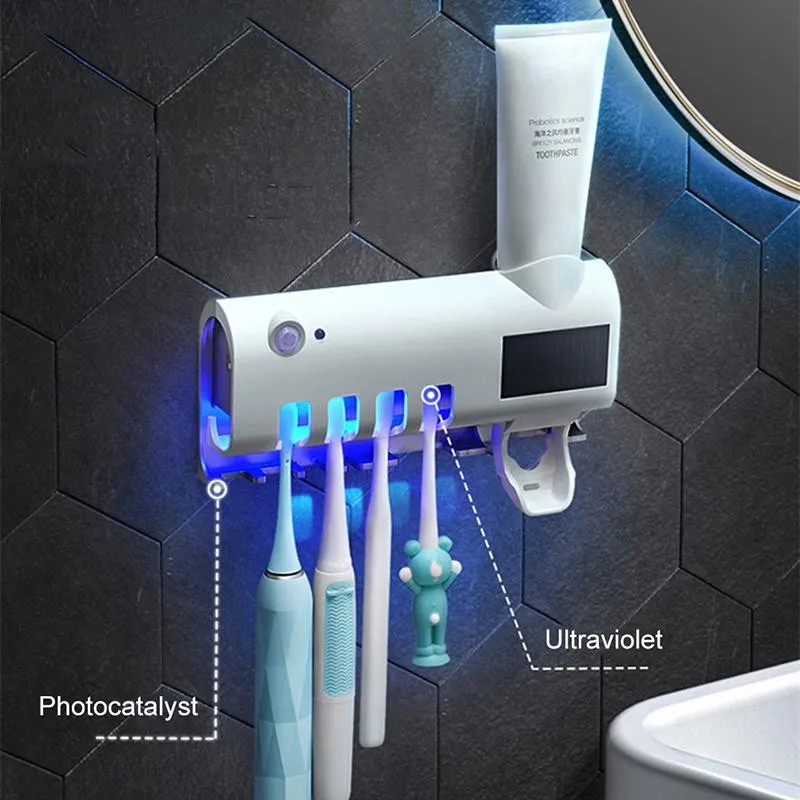 Набор для ванной: стерилизатор зубных щеток и диспенсер зубной пасты Smart UV#2
