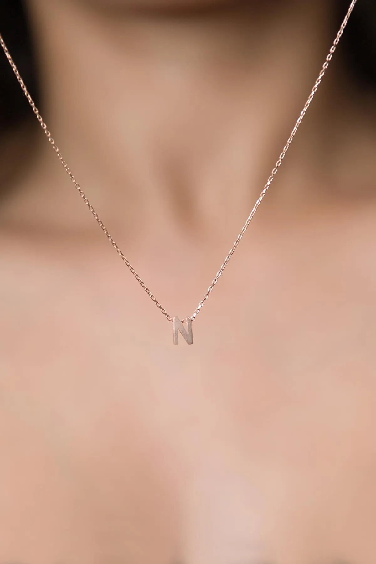 Серебряное ожерелье с буквой N в обьёме 3d pp001l Larin Silver#3