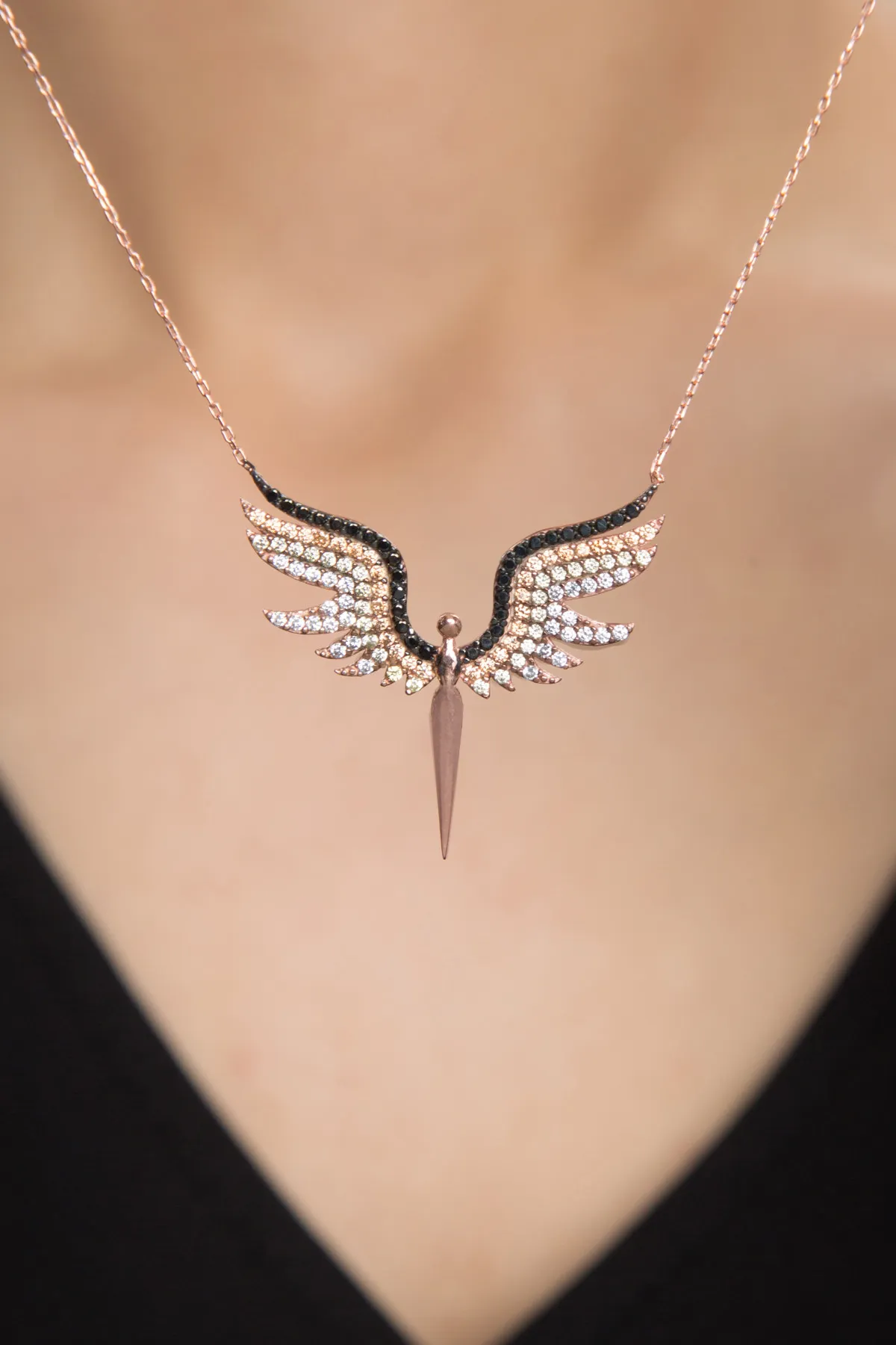 Серебряное ожерелье, модель: ангел с камнями pp2346 Larin Silver#3