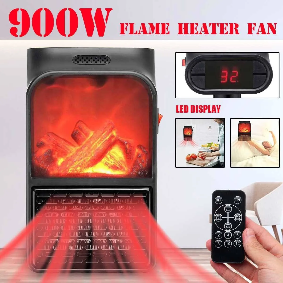 Мини обогреватель-камин Flame Heater 900 W#4