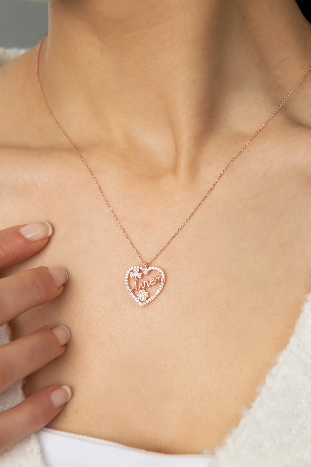 Женское серебряное ожерелье, модель: сердечко с надписью мама pp2063 Larin Silver#3