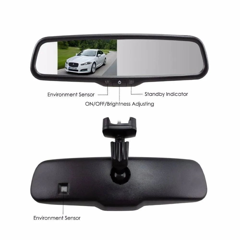 Автомобильное зеркало заднего вида GreenYi, ЖК-монитор TFT 4,3 дюйма со специальным оригинальным кронштейном, 2 видеовхода для парковки#8
