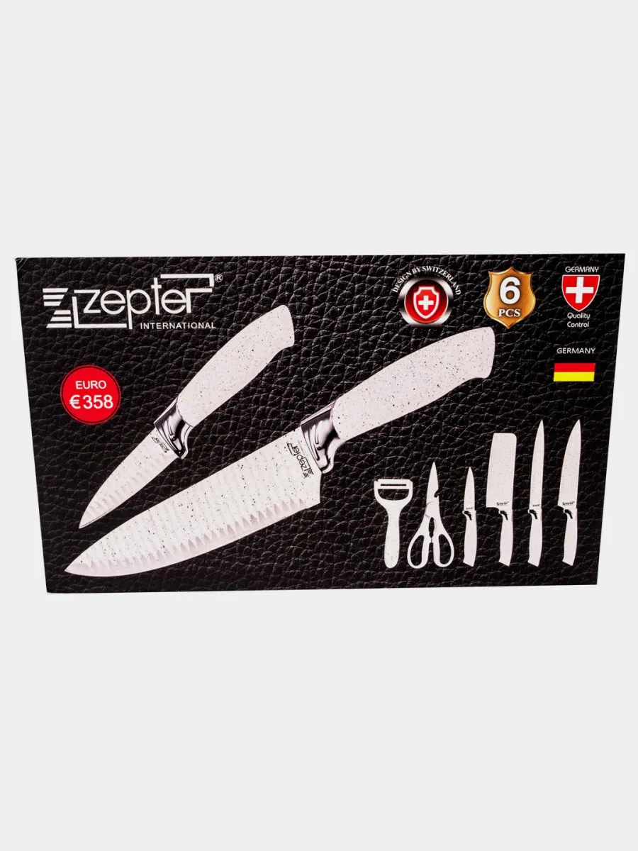 Набор кухонных ножей Zepter в белом цвете, 6 предметов в коробке#4