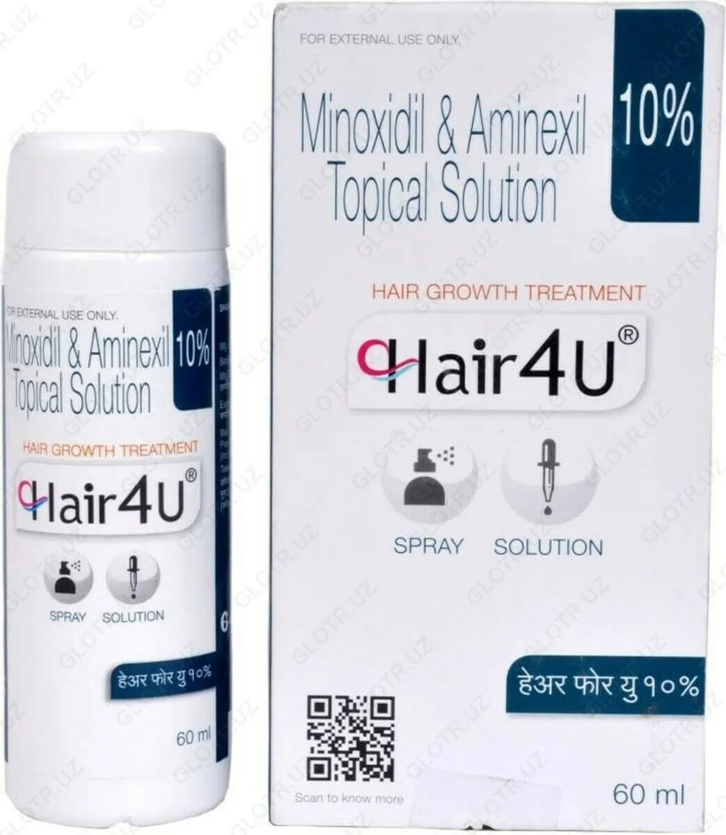 Средство для роста волос и бороды - Hair 4U Minoxidil&Aminexil Topical Solution 10%#2