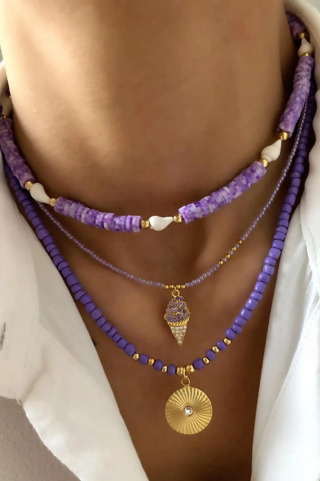 Ожерелье фиолетовый фимо, модель: ракушка ti014 Mori#2