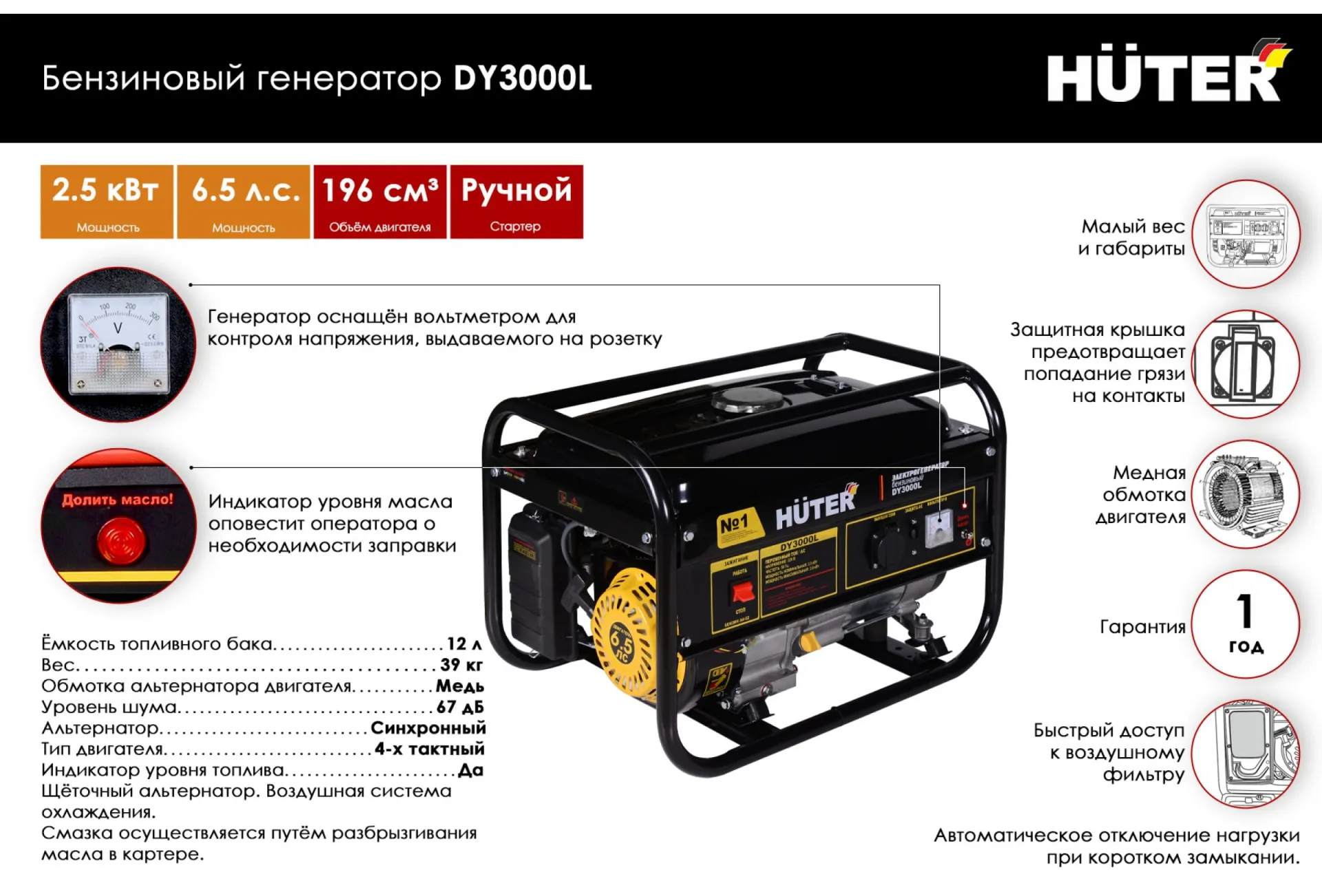 Бензиновый генератор Huter DY3000L#2