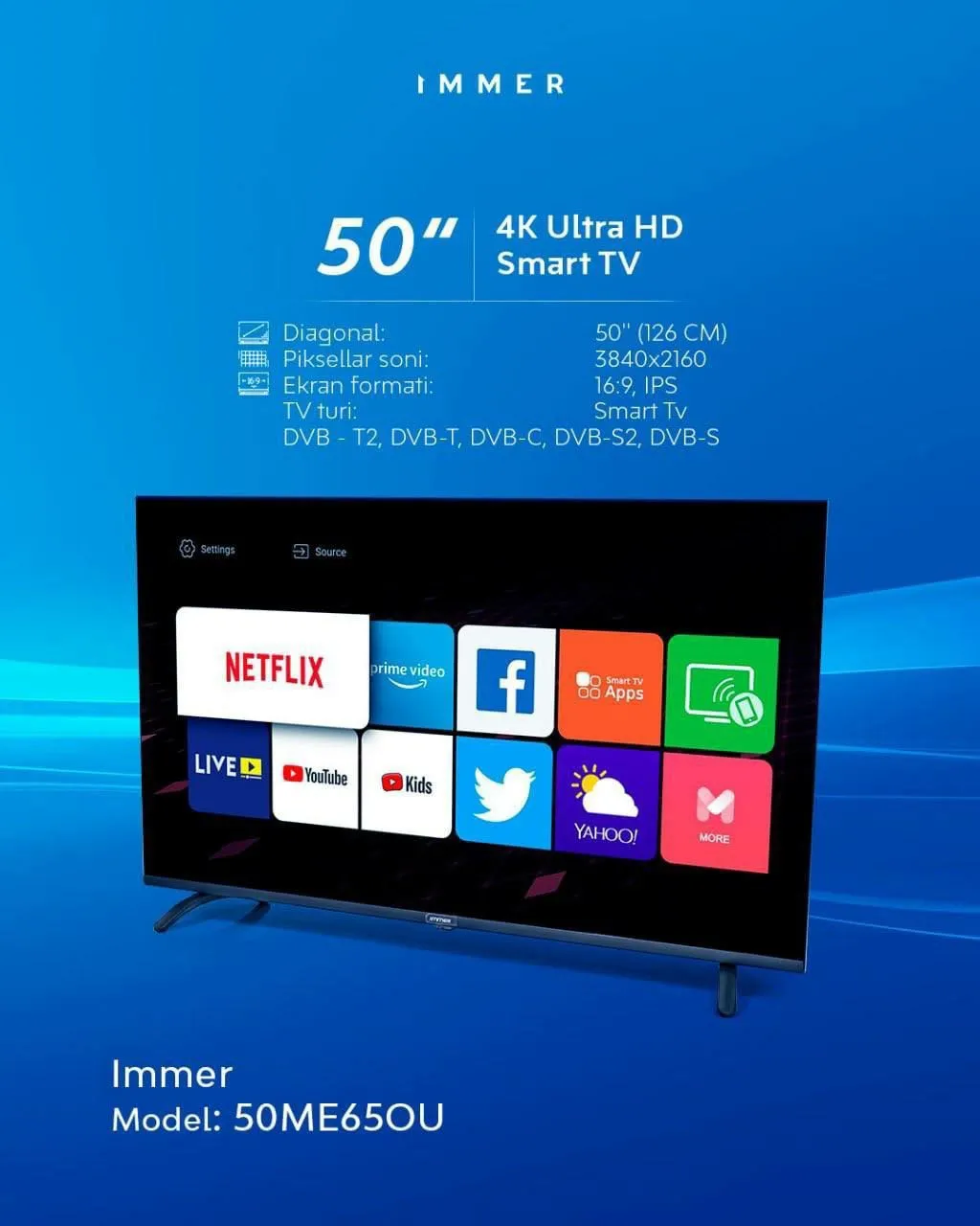 Телевизор Immer 55" 4K QLED Smart TV Wi-Fi#2