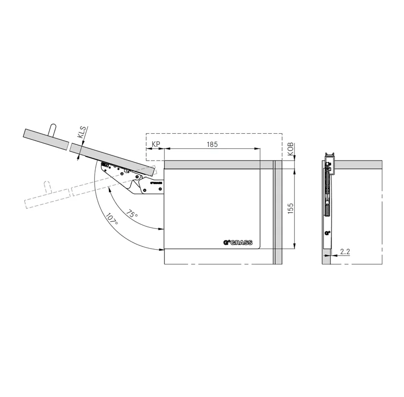 Подъемник для откидных дверей Grass Kinvaro T-Slim для деревянных фасадов Серый PF 500-1100#4