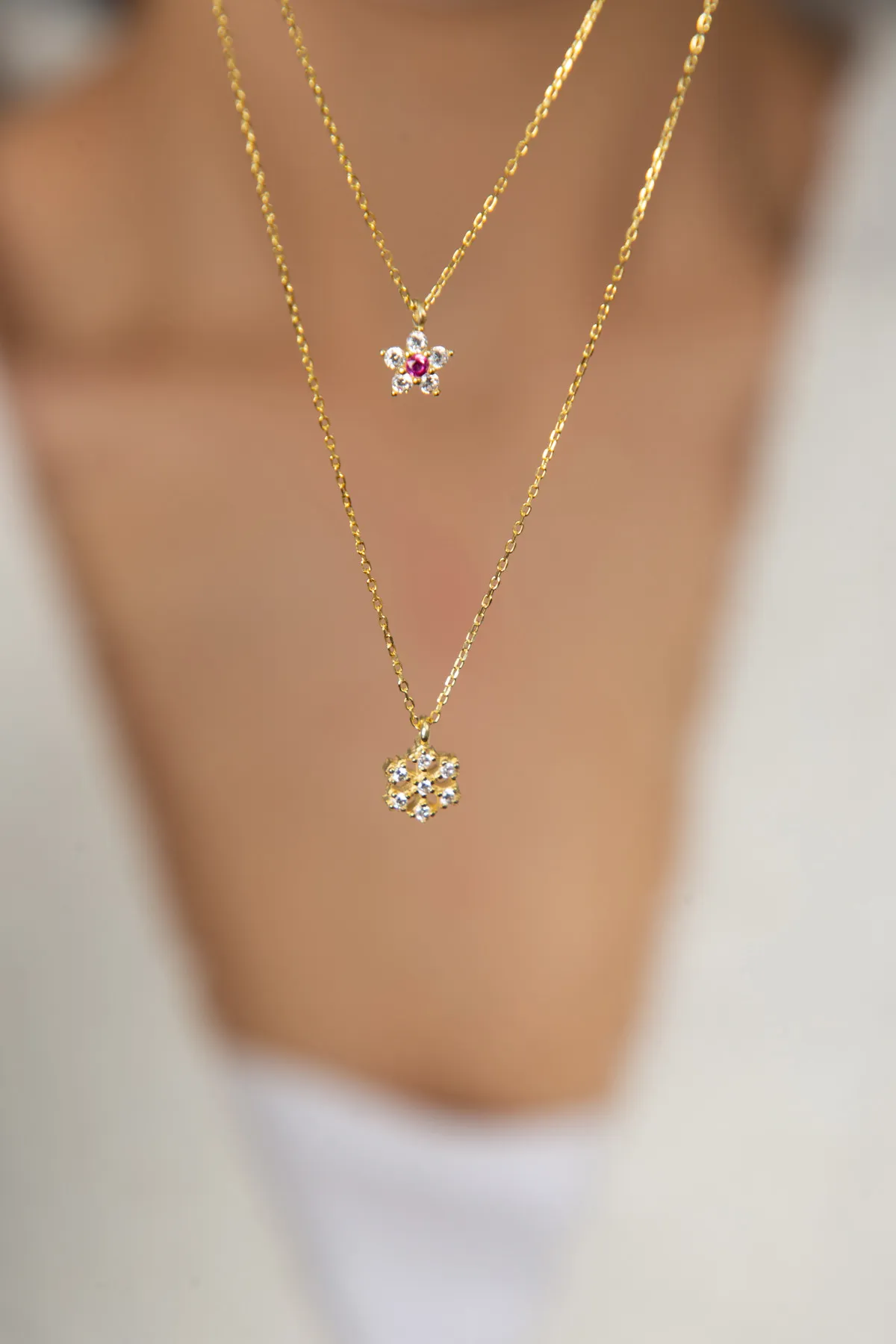 Серебряное ожерелье - снежинка и цветок pp4191 Larin Silver#3