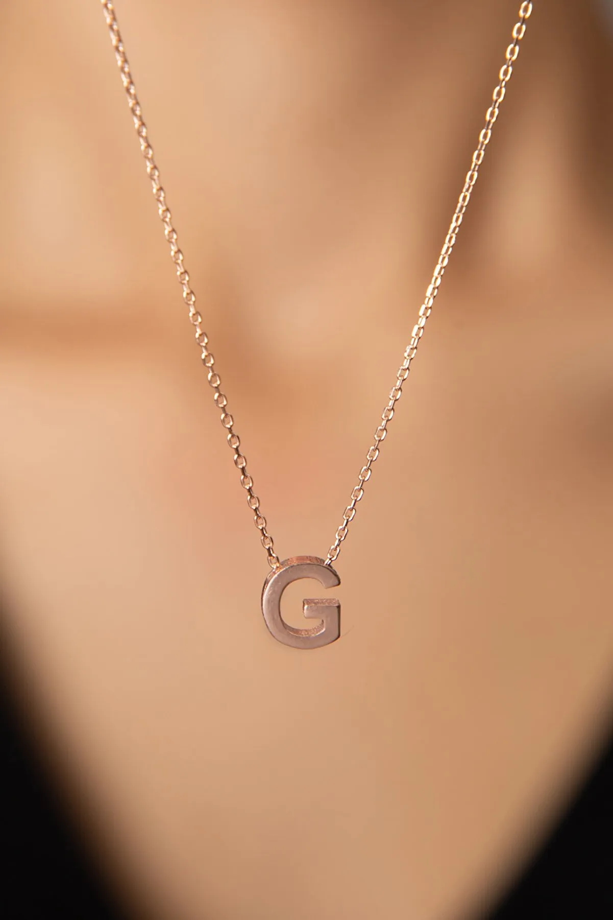 Серебряное ожерелье с буквой G в обьёме 3d pp001l Larin Silver#3