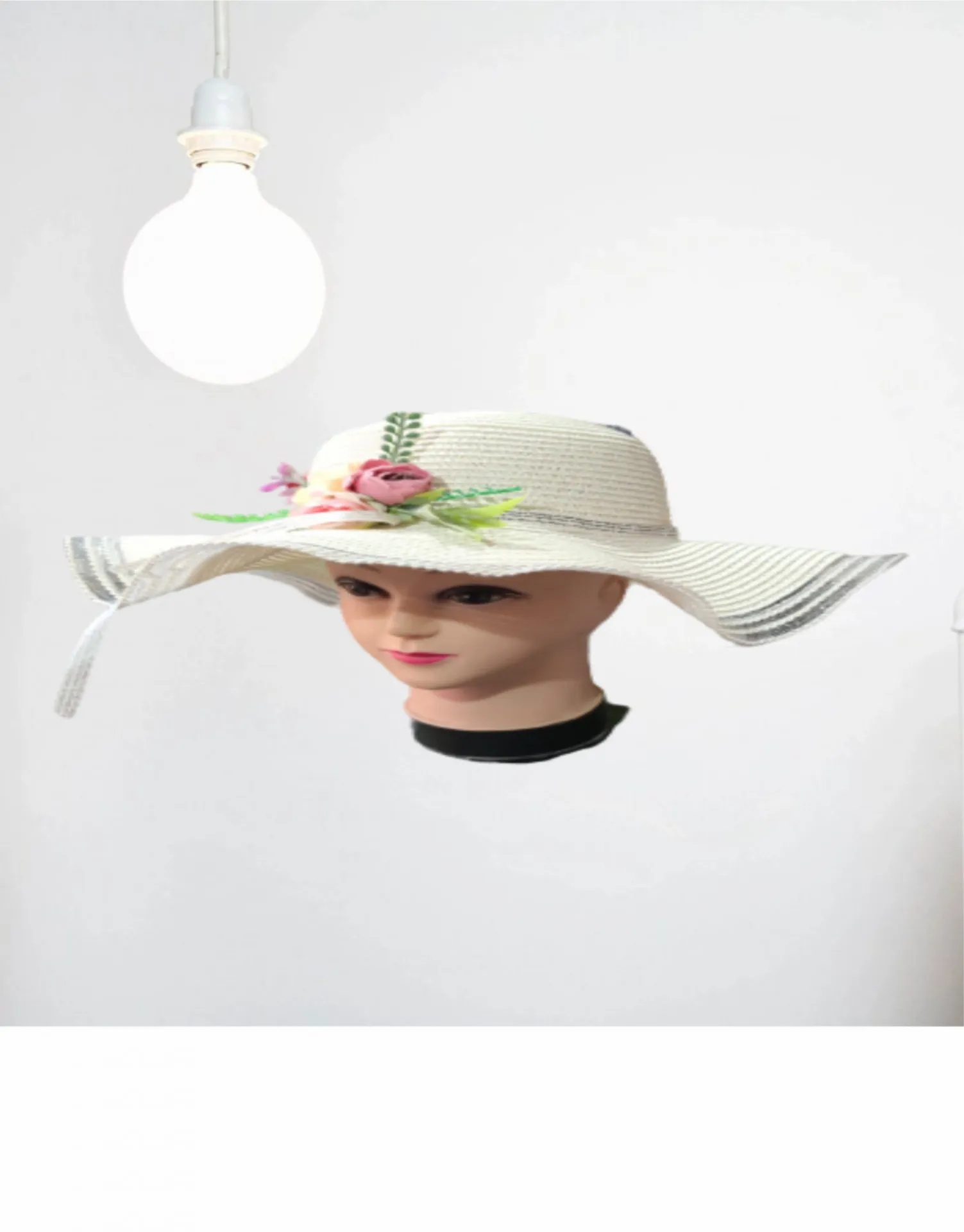 Женская пляжная шляпа с лентой и цветком#2