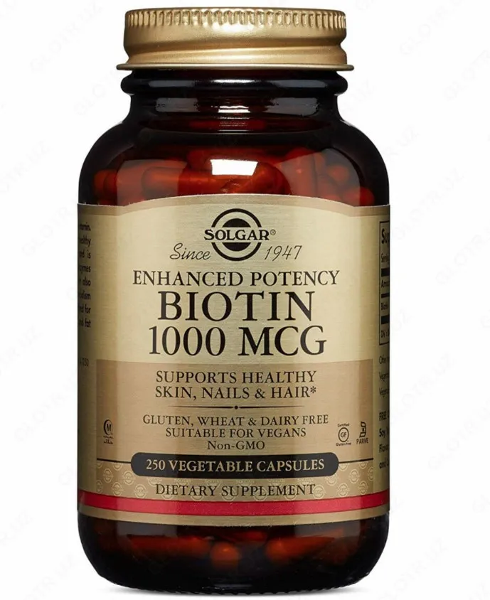 Sog'lom teri va sochlar uchun biotin tabletkalari Solgar Biotin 1000mg (250 dona)#4