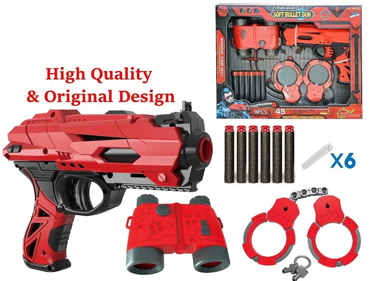Детское оружие и дротики (многоцветный) FunBlast High Speed Manual Soft Bullet Gun с 6 пенопластовыми пулями#2