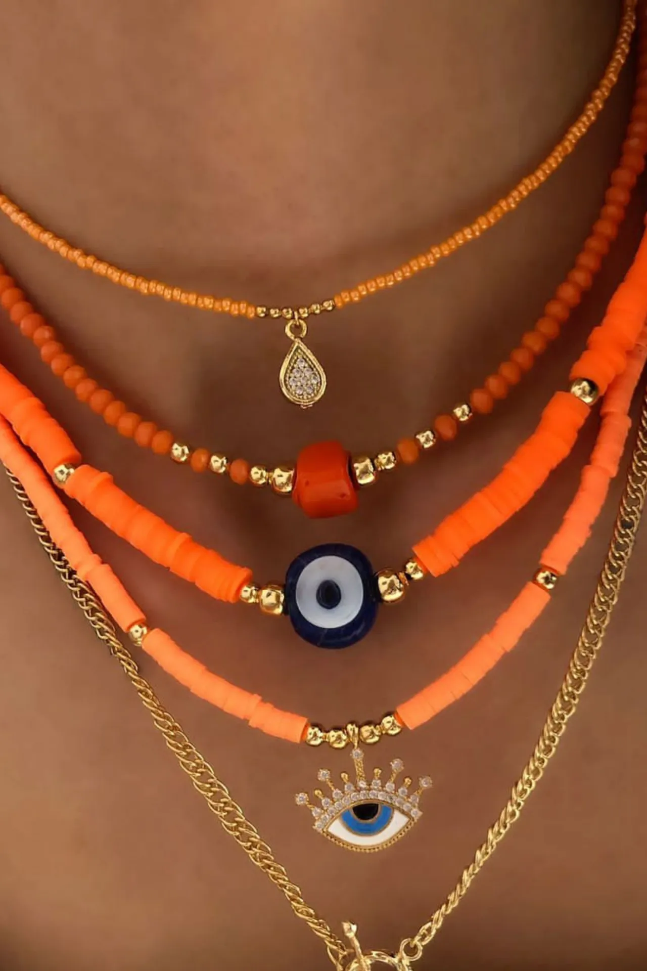 Ожерелье, модель: хрустальный оранжевый камень ti002 Mori#2