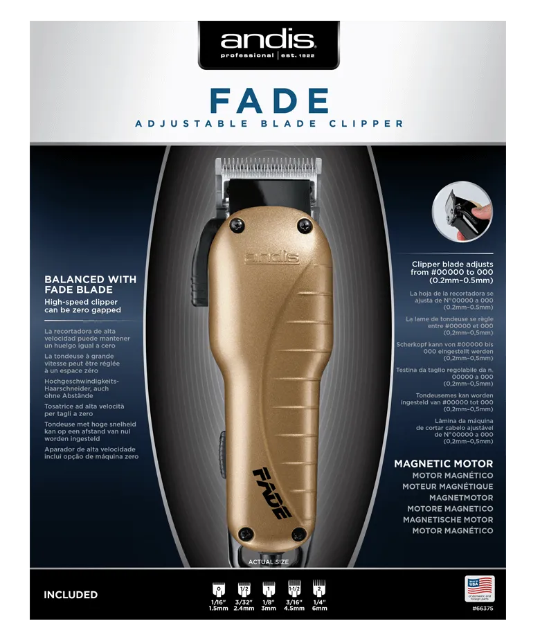Машинка парикмахерская Andis US-1 Fade 66375 Metallic Gold для стрижки фейдов, 0,2-0,5 мм#7
