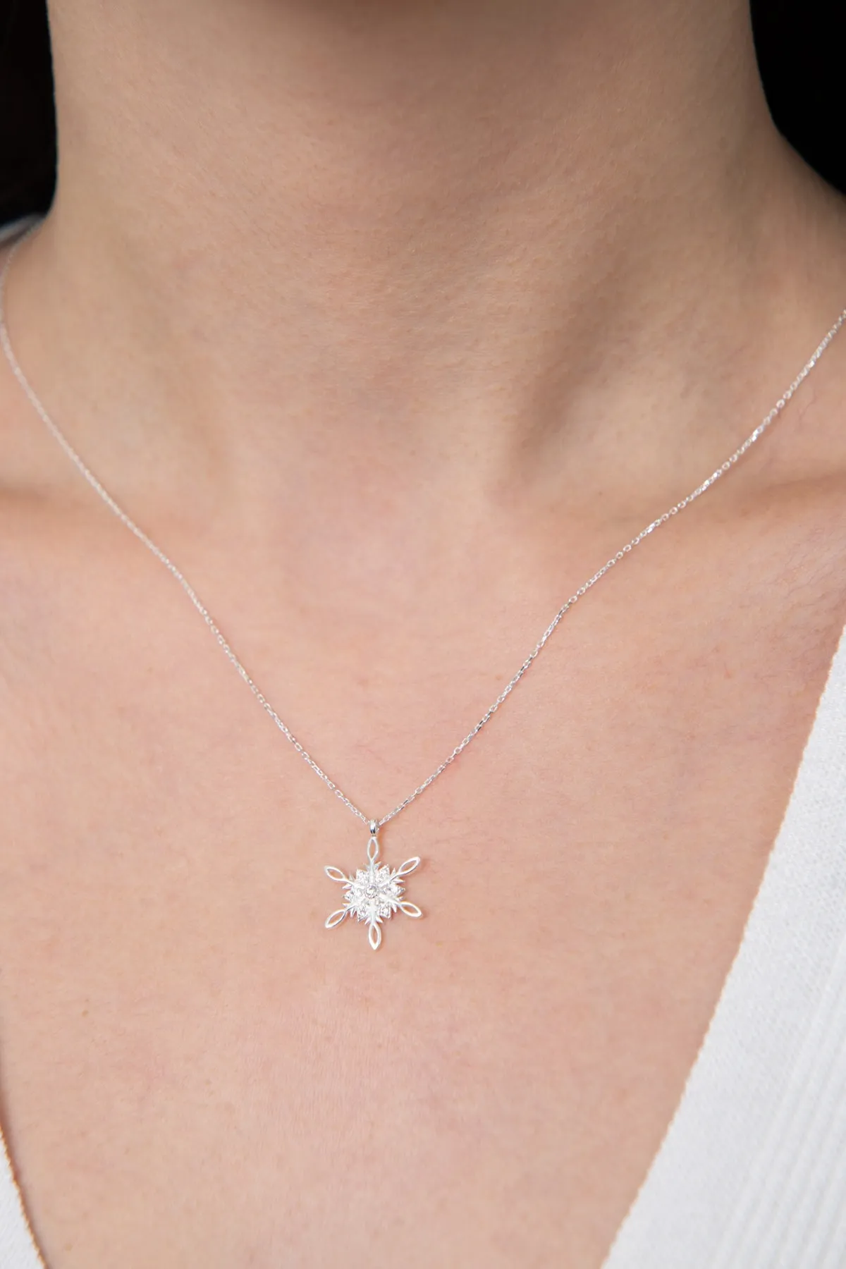 Женское серебряное ожерелье, модель: снежинка pp2025 Larin Silver#3