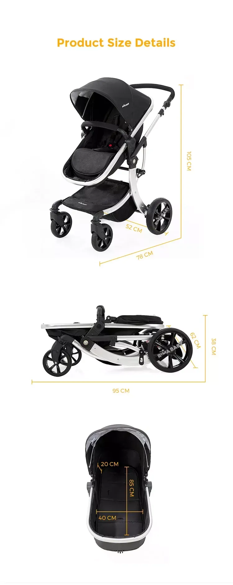 Детские коляски 3-в-1 aimir608 чёрный#5