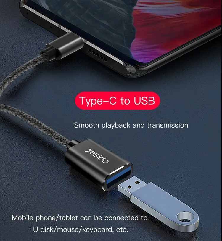 Кабель-адаптер Yesido 2 в 1 с USB на USB C OTG, подходит для HUAWEI VIVO OPPO XIAOMI#2