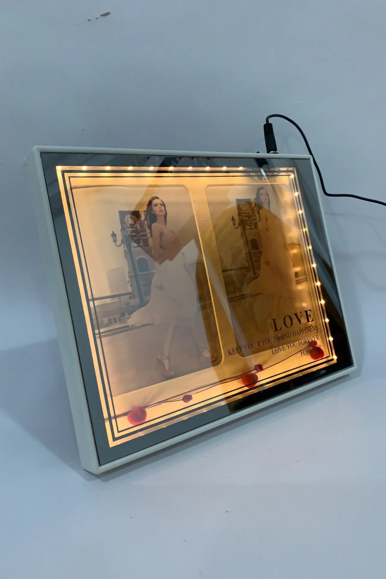 Фоторамка-зеркало с подсветкой magic photo mirror 2 в 1 sk025 SHK Gift квадратный#2