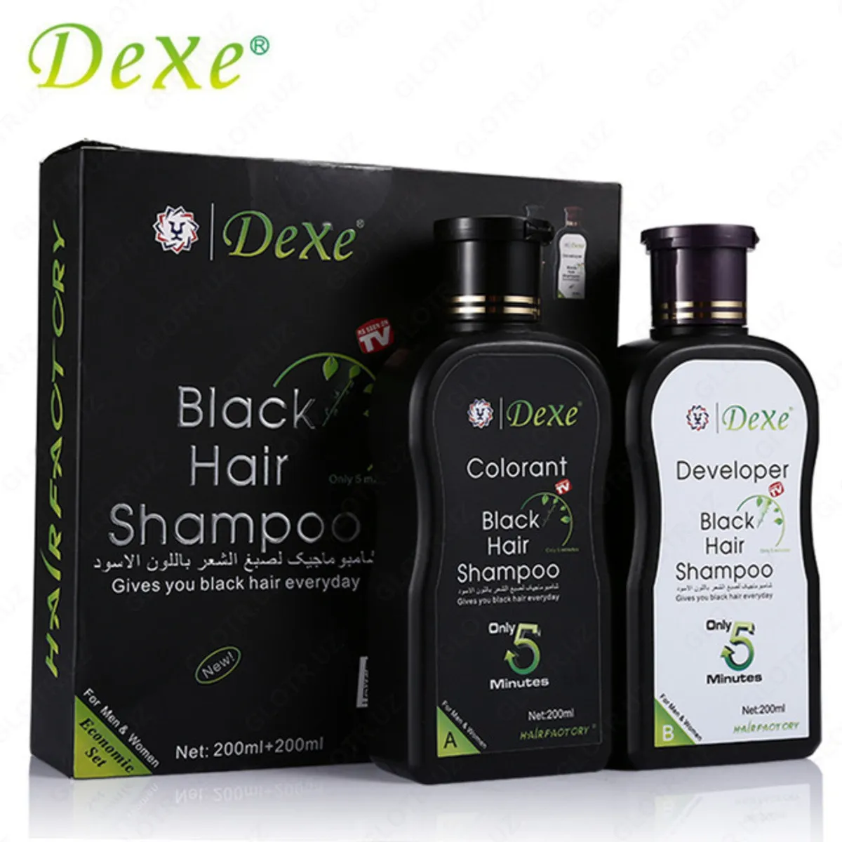 Шампунь оттеночный черный "Dexe Black Hair Shampoo"#4