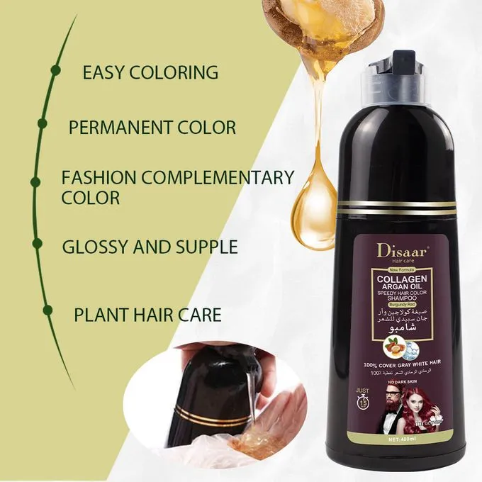 Collagen va argan moyi ekstraktili oq sochlar uchun shampun-kraska Disaar#3
