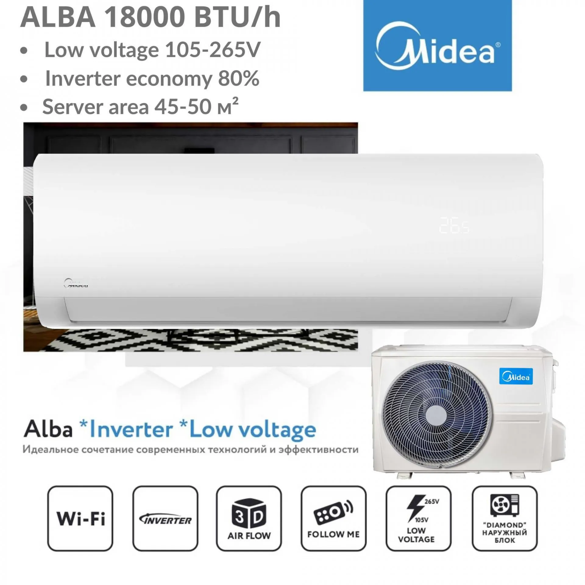 Кондиционер Midea Alba 18 Low voltage Inverter#2