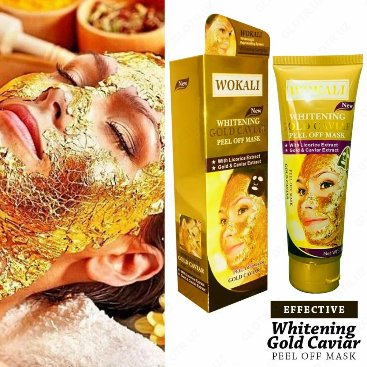 Золотая маска для лица Wokali Whitening Gold Caviar#4