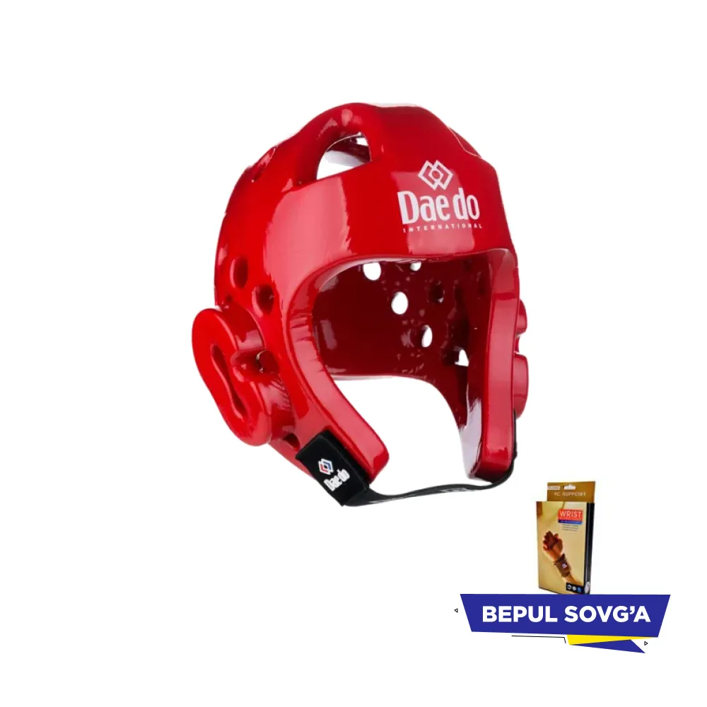 Шлем DAEDO защитный для тхэквондо красный + в подарок эластический бинт#1