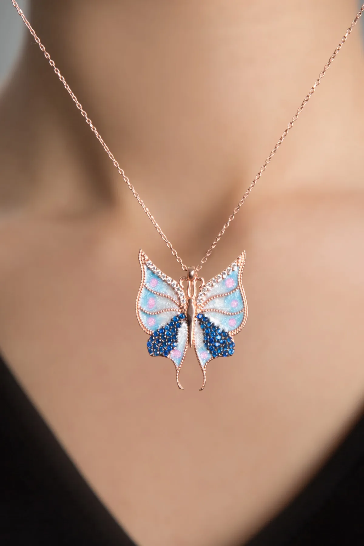 Серебряное ожерелье, модель: бабочка pp2605 Larin Silver#3