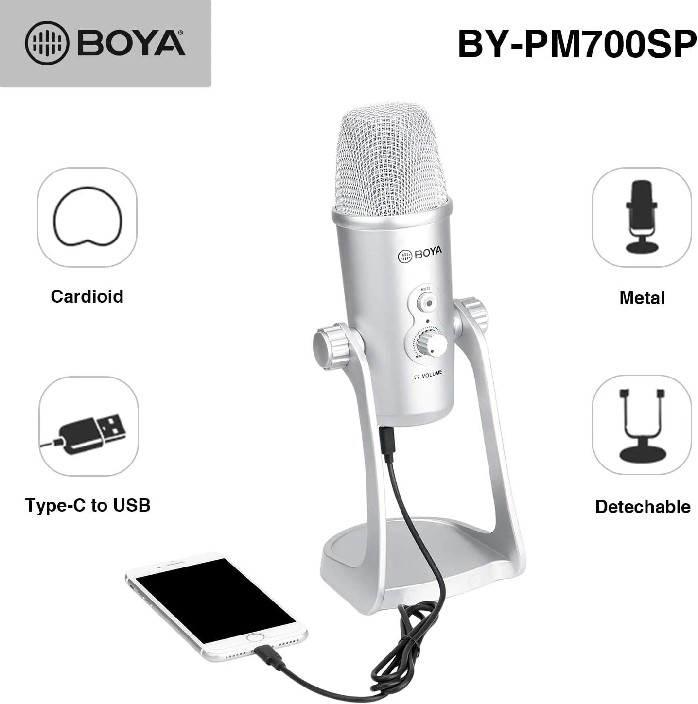 Конденсаторный USB-микрофон BOYA  (BY-PM700SP)#2