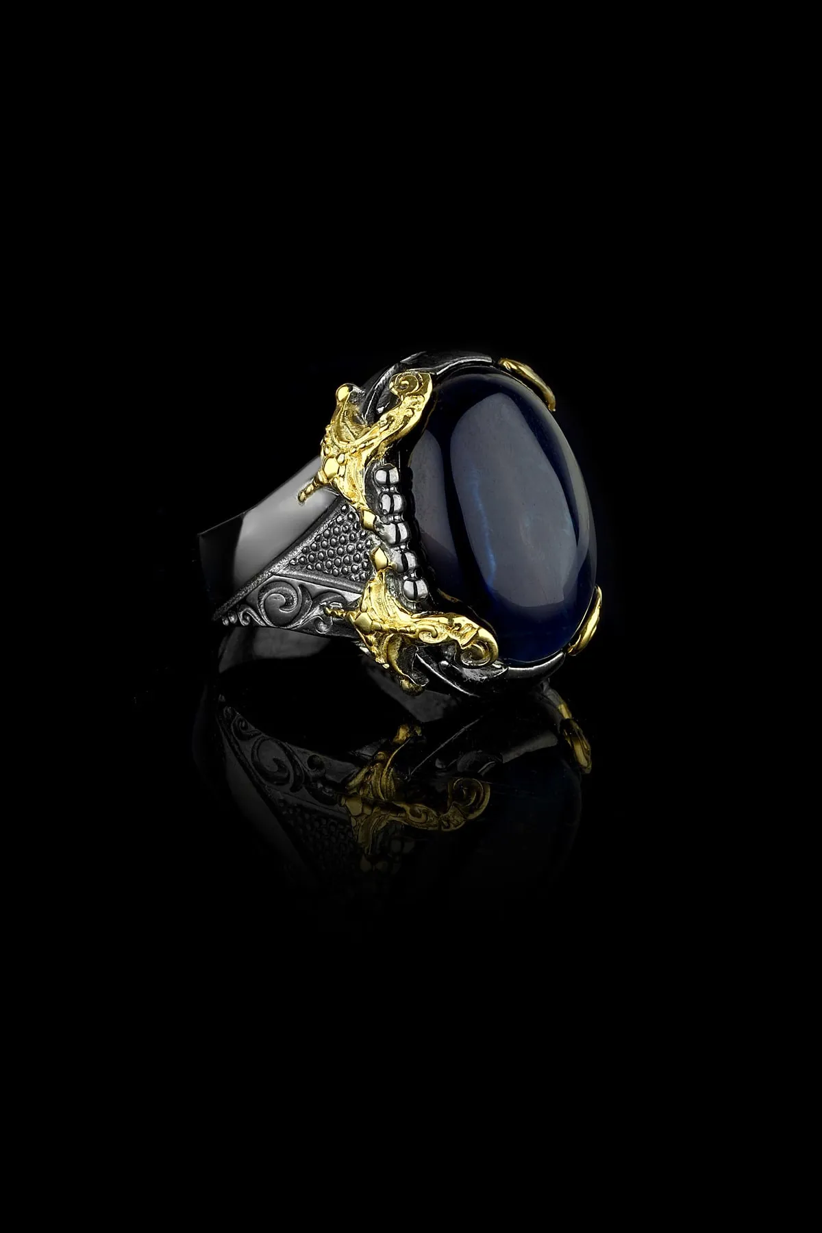 Мужское кольцо - камень оникс (серебро) ur1068 Larin Silver#2