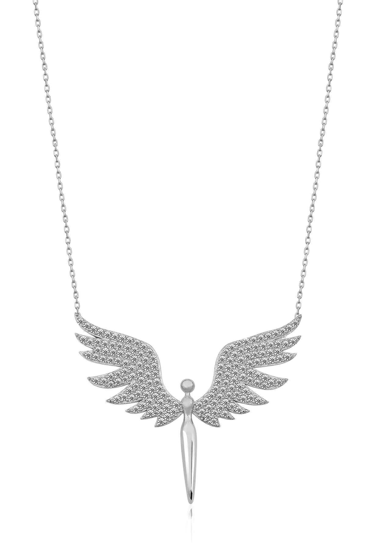 Серебряное ожерелье, модель: ангел с белыми камнями pp2203 Larin Silver#2