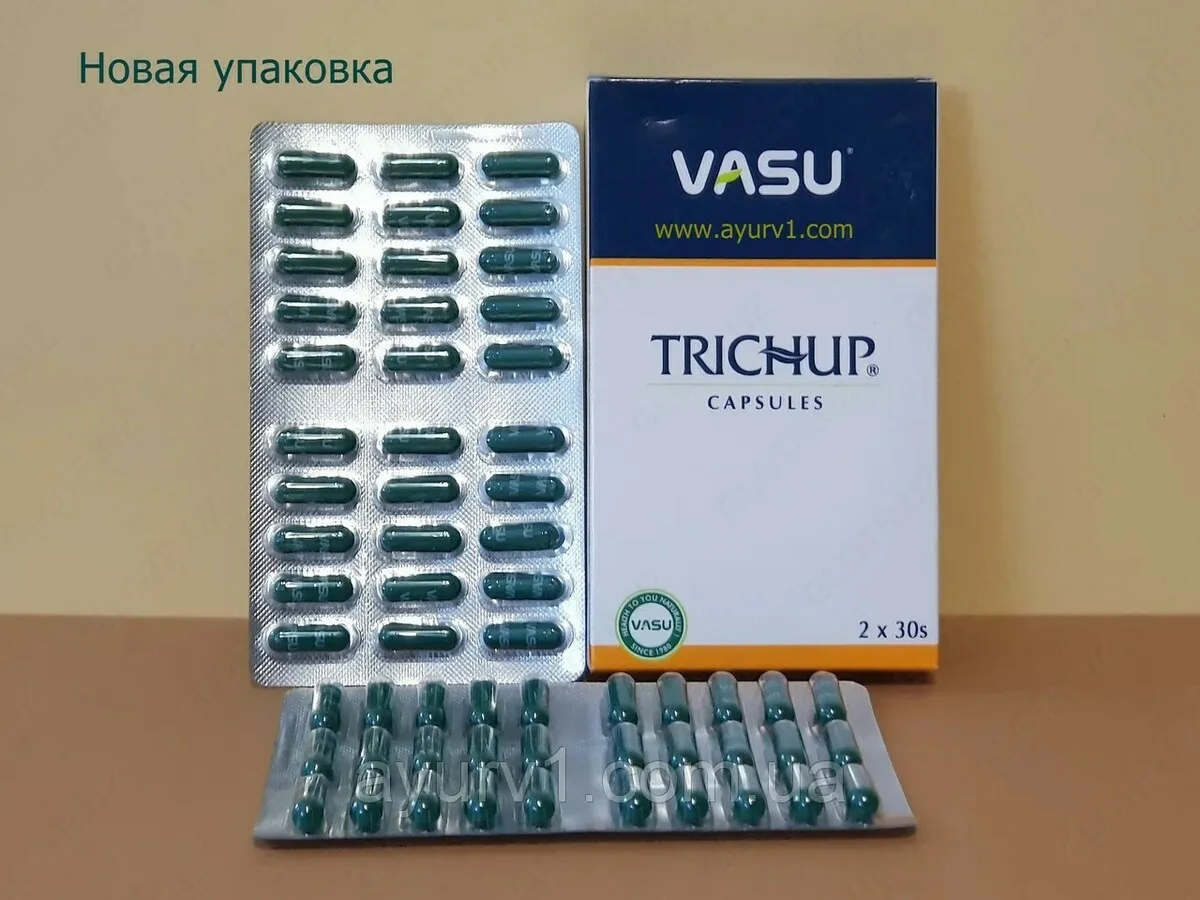 Травяные капсулы для роста волос Trichup Vasu (60шт)#7