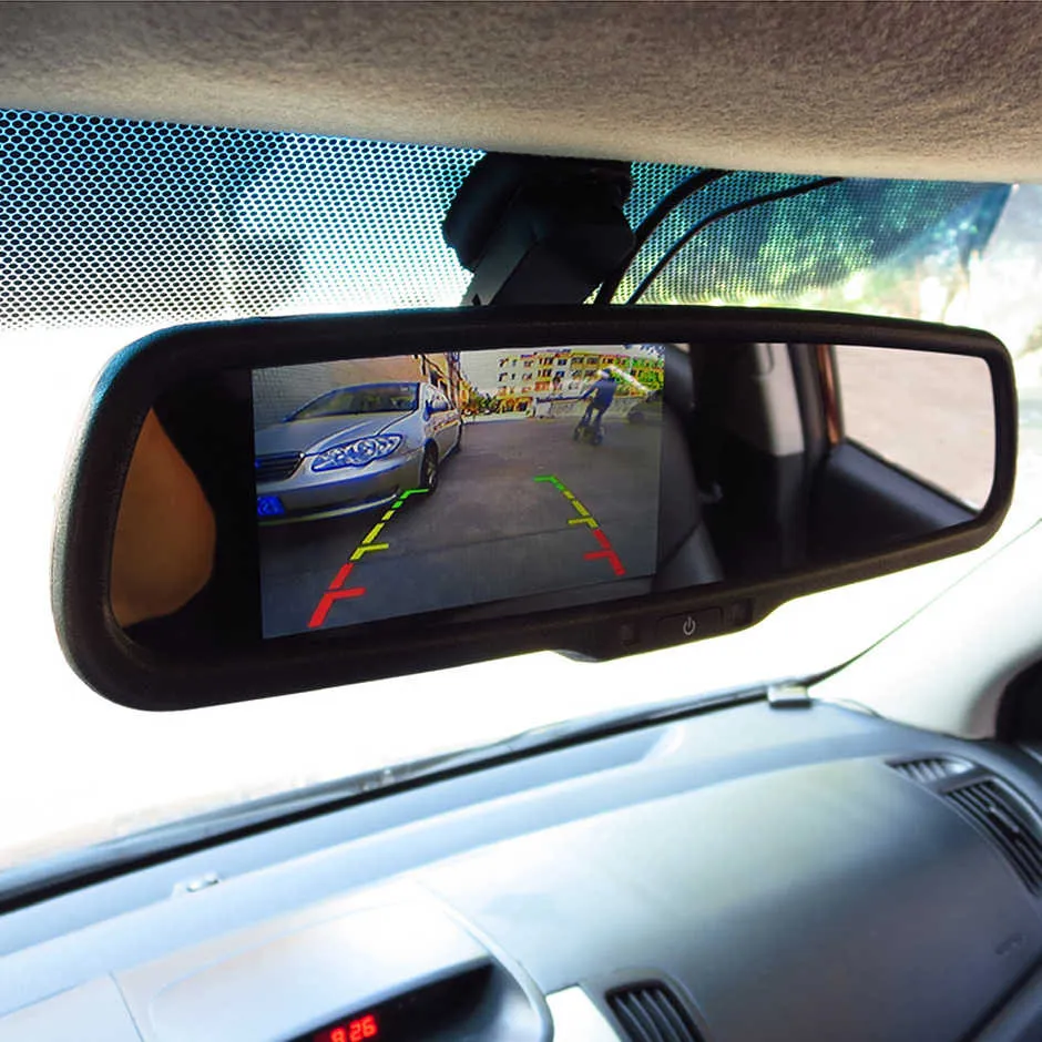 Автомобильное зеркало заднего вида GreenYi, ЖК-монитор TFT 4,3 дюйма со специальным оригинальным кронштейном, 2 видеовхода для парковки#4