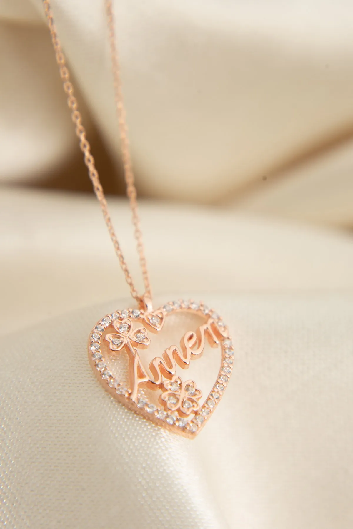 Женское серебряное ожерелье, модель: сердечко с надписью мама pp2063 Larin Silver#2