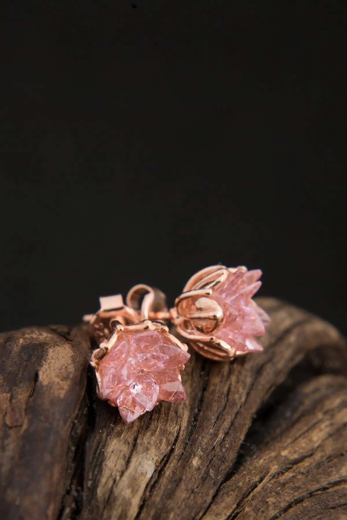 Серебряные серьги, модель: цветок лотоса и розовый камень pp3280 Larin Silver#3