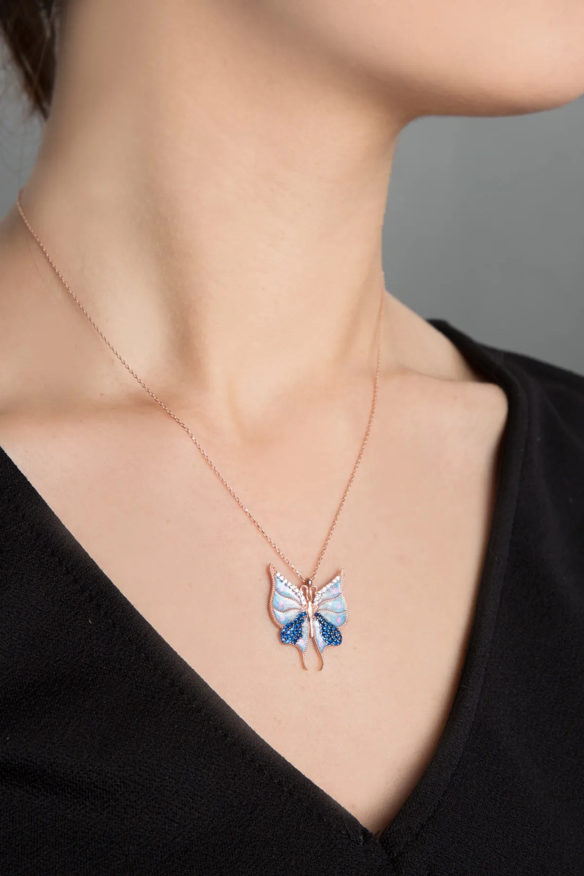 Серебряное ожерелье, модель: бабочка pp2605 Larin Silver#4