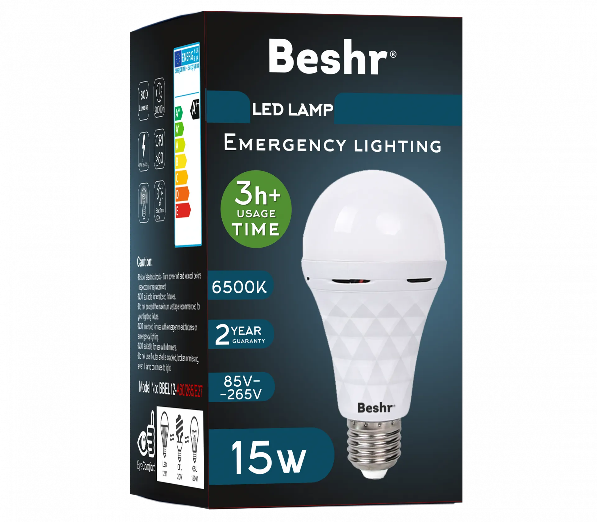 Лампа Beshr Led Emergency lighting 6500K E27 15 W#2