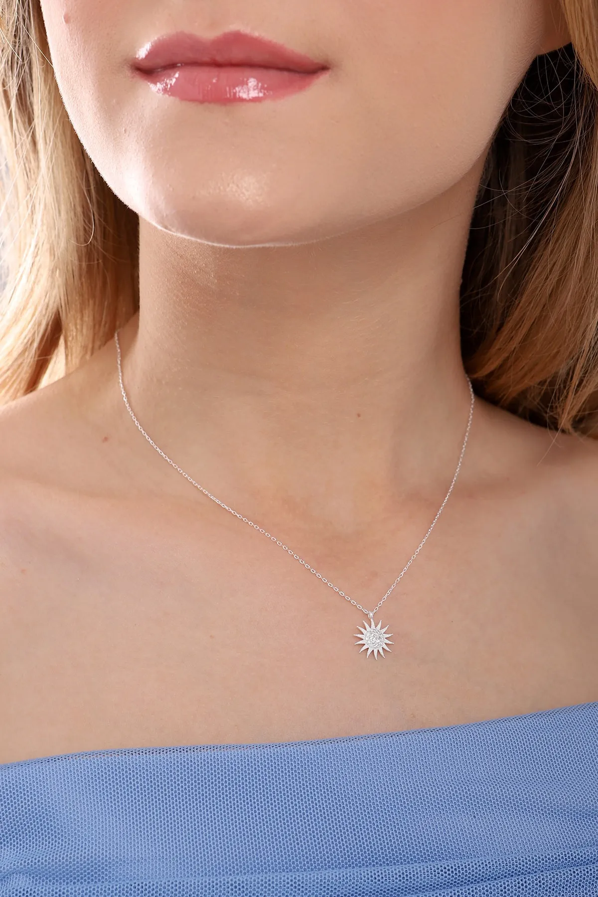 Женское серебряное ожерелье, модель: солнышко pp4009 Larin Silver#3