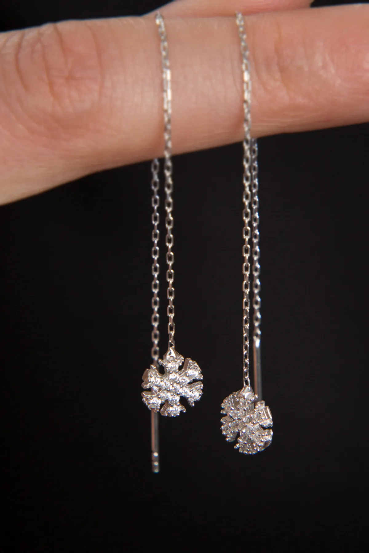 Висячие серебряные серьги снежинка 925 пробы ekr2012 larin silver#2