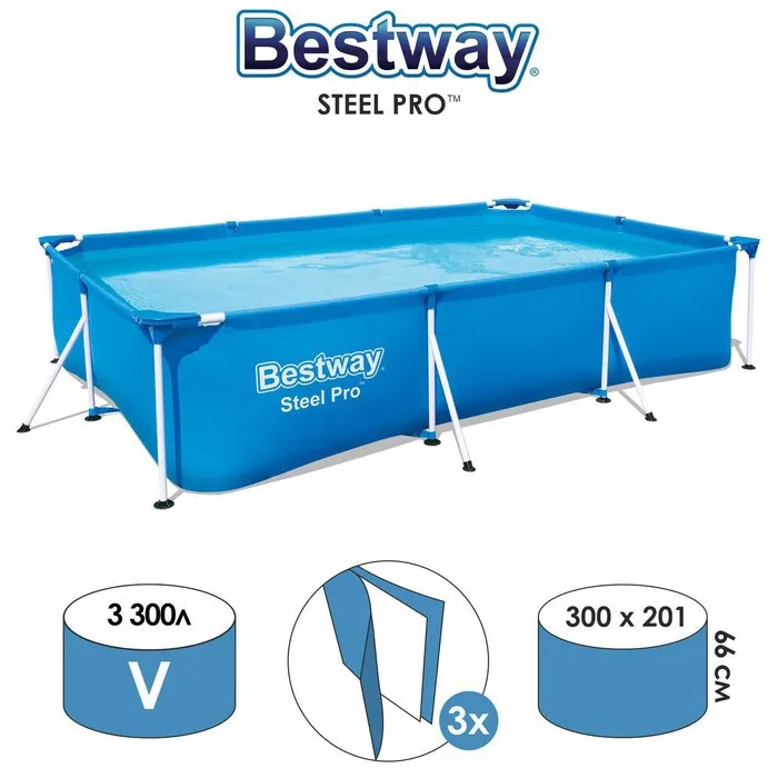 Каркасный бассейн Bestway Steel Pro 56404, 300х201х66 см#2