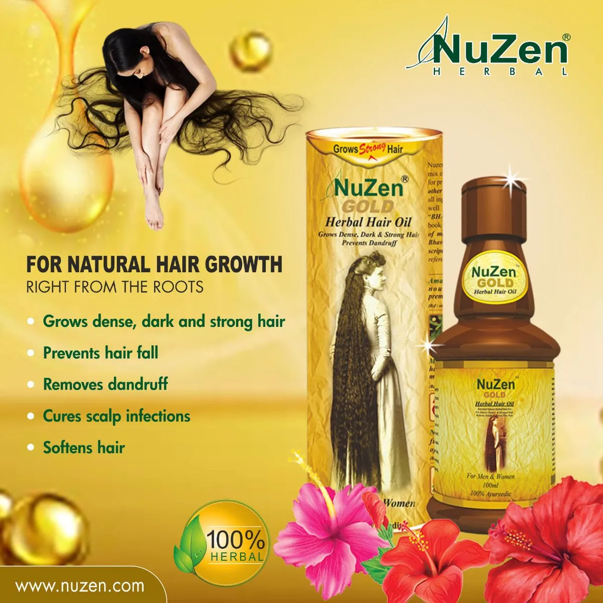 Лечебное травяное масло  NuZen Gold  для роста новых волос#4