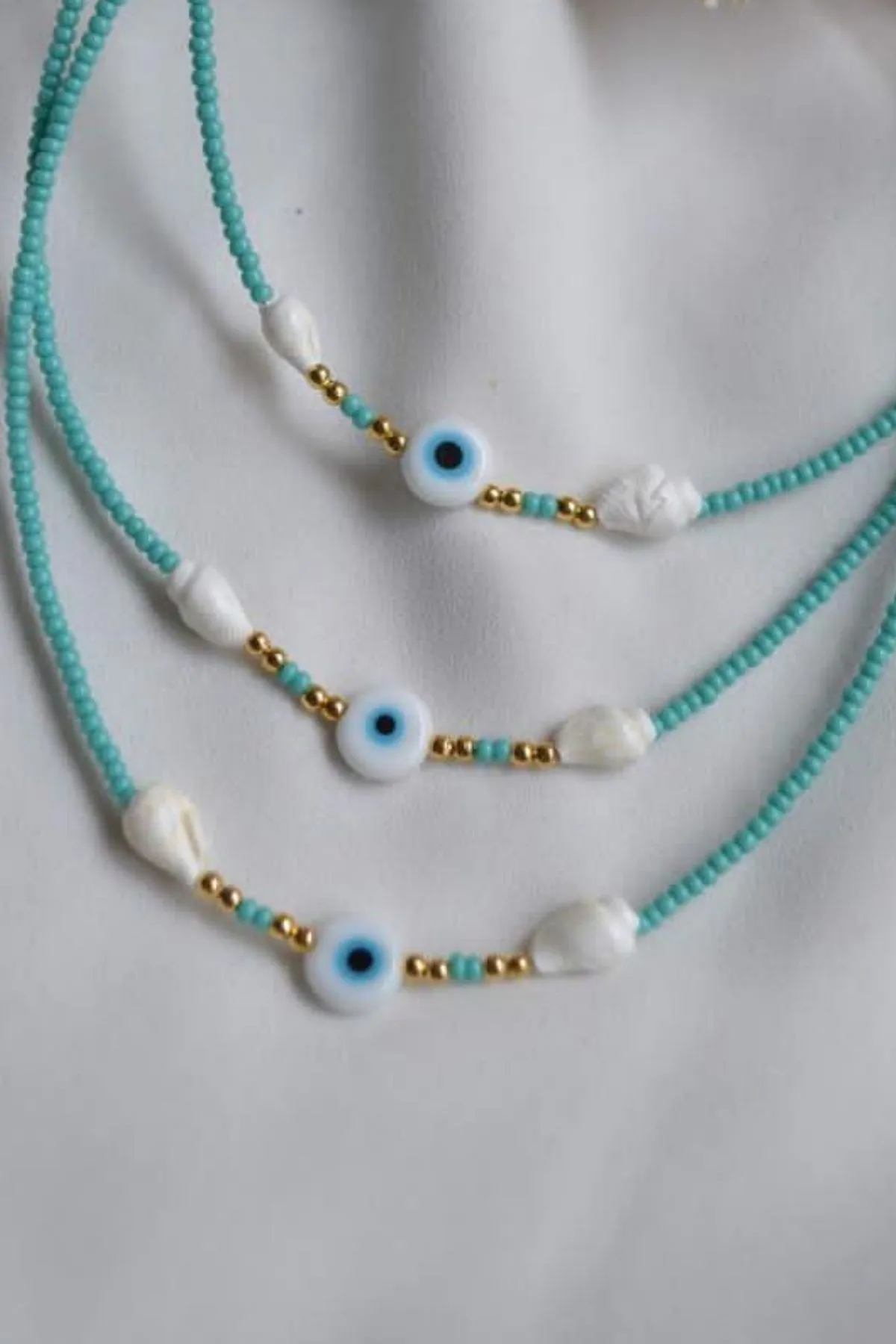 Ожерелье из голубого бисера, модель: от сглаза с ракушкой ti015 Mori#2