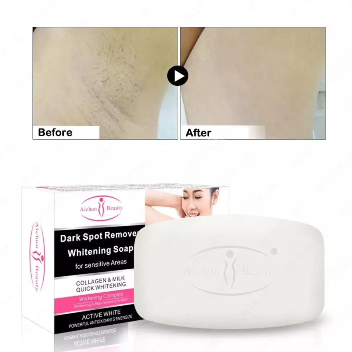 Отбеливающее мыло для интимных зон Aichun Beauty Whitening Dark Spot Remover#4