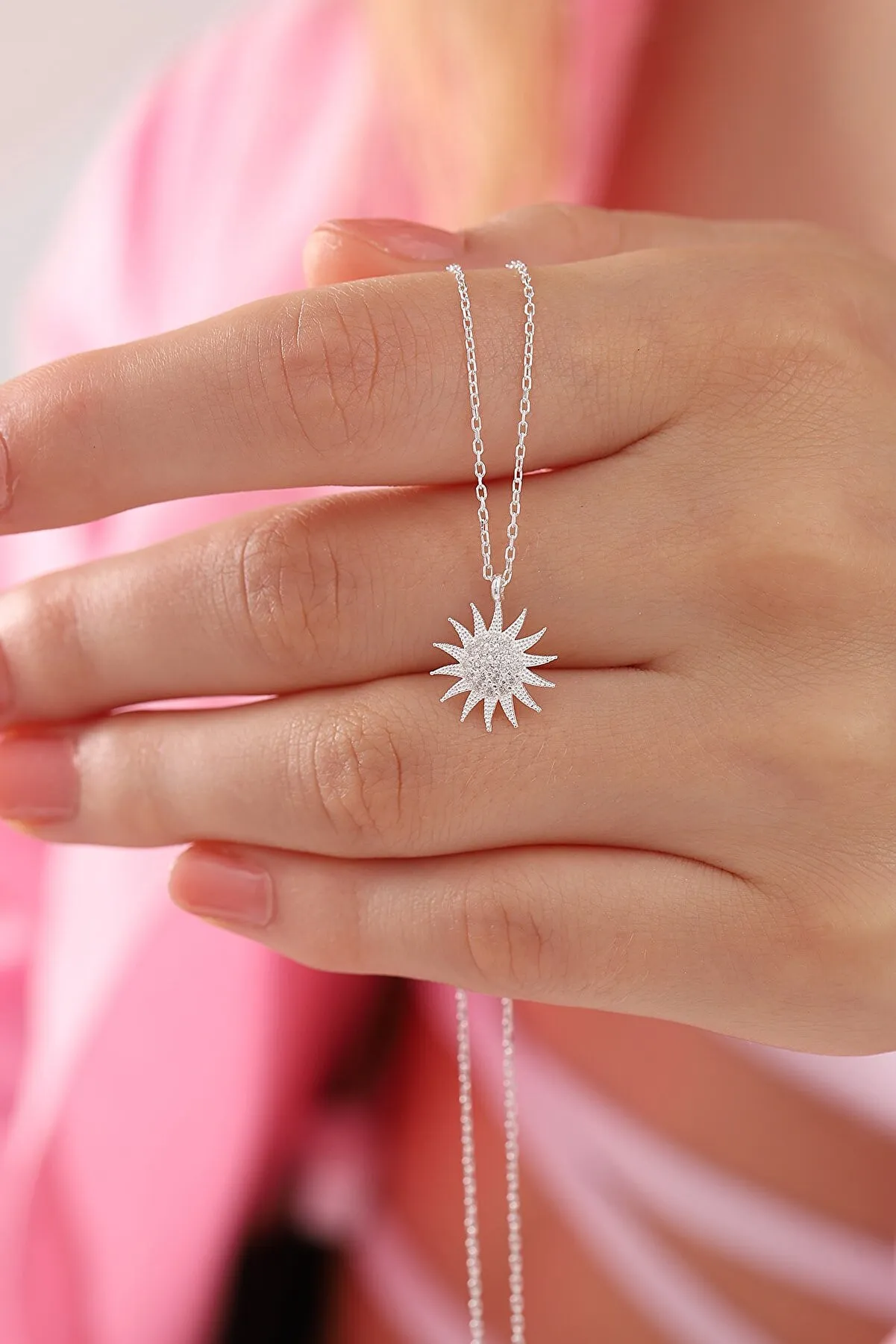 Женское серебряное ожерелье, модель: солнышко pp4009 Larin Silver#2