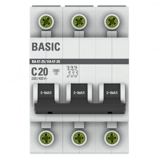 Автоматический выключатель 3P 20А (C) 4,5кА ВА 47-29 Basic#2