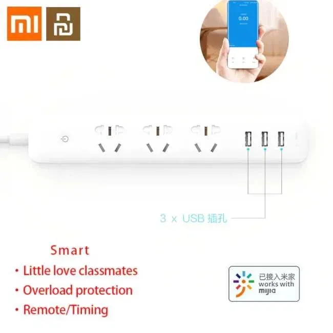 Удлинитель Xiaomi Mi Power Strip 3 Socket/USB 3 сетевой адаптер фильтр#2